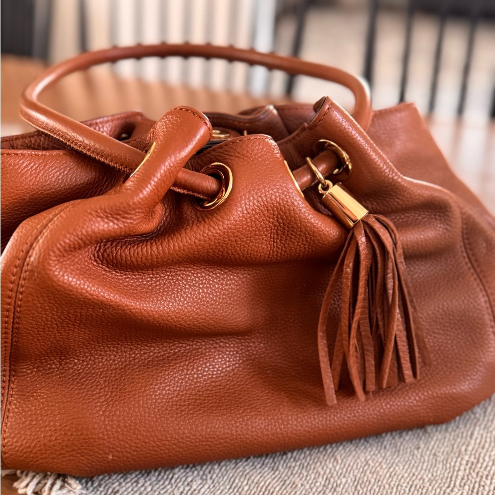 MICHAEL Michael Kors Brown Leather Hobo Bag with Tassel